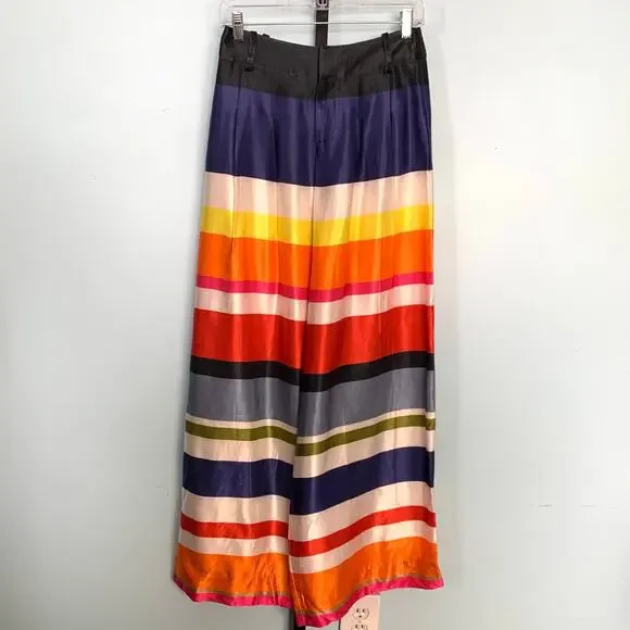 Alice + Olivia Larissa Open Pleat Pants in Rainbow Reef Size 4 - Picture 2 of 9